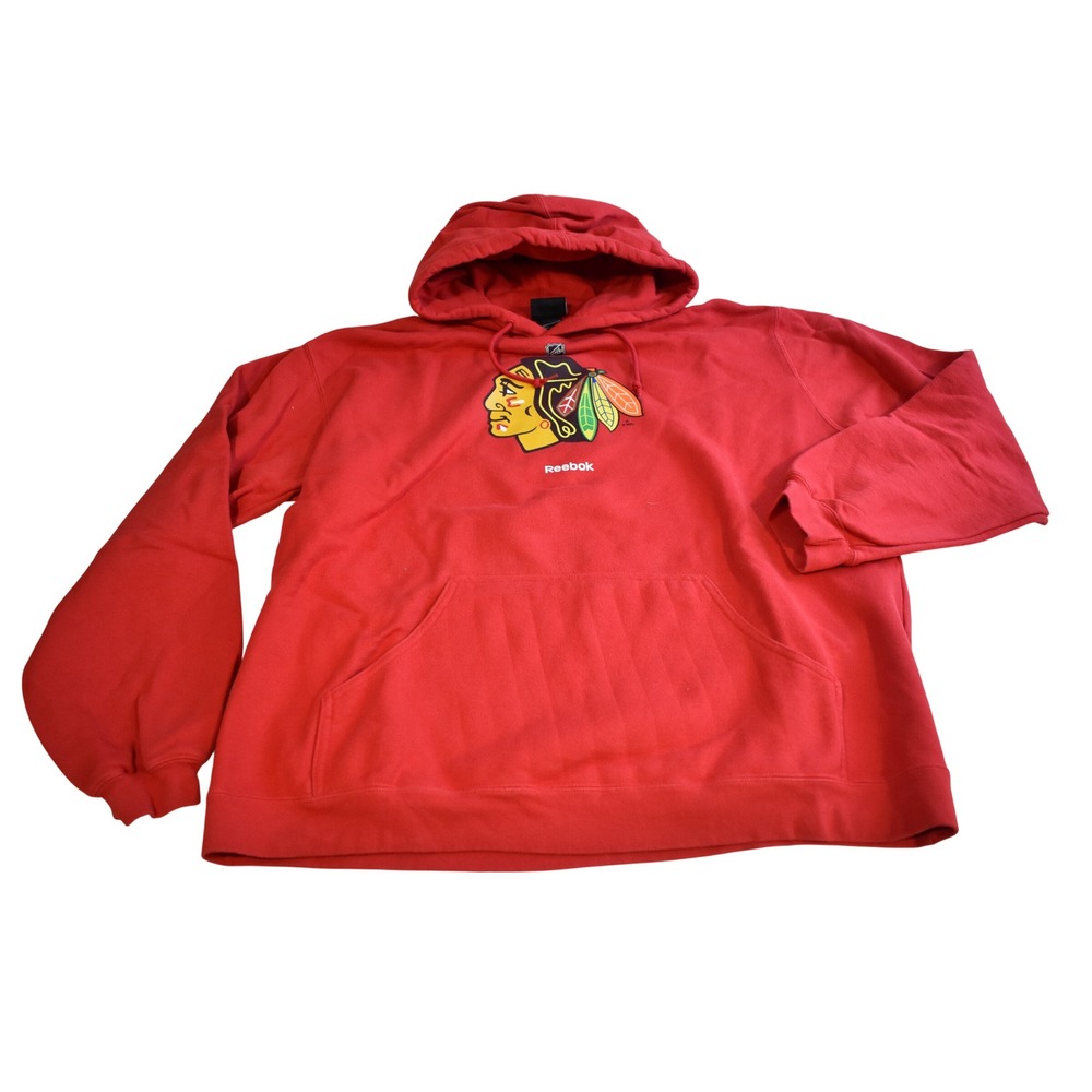 Reebok Hoodie Women XL Red Excellent Chicago Blackhawks NHL Fleece Pullover